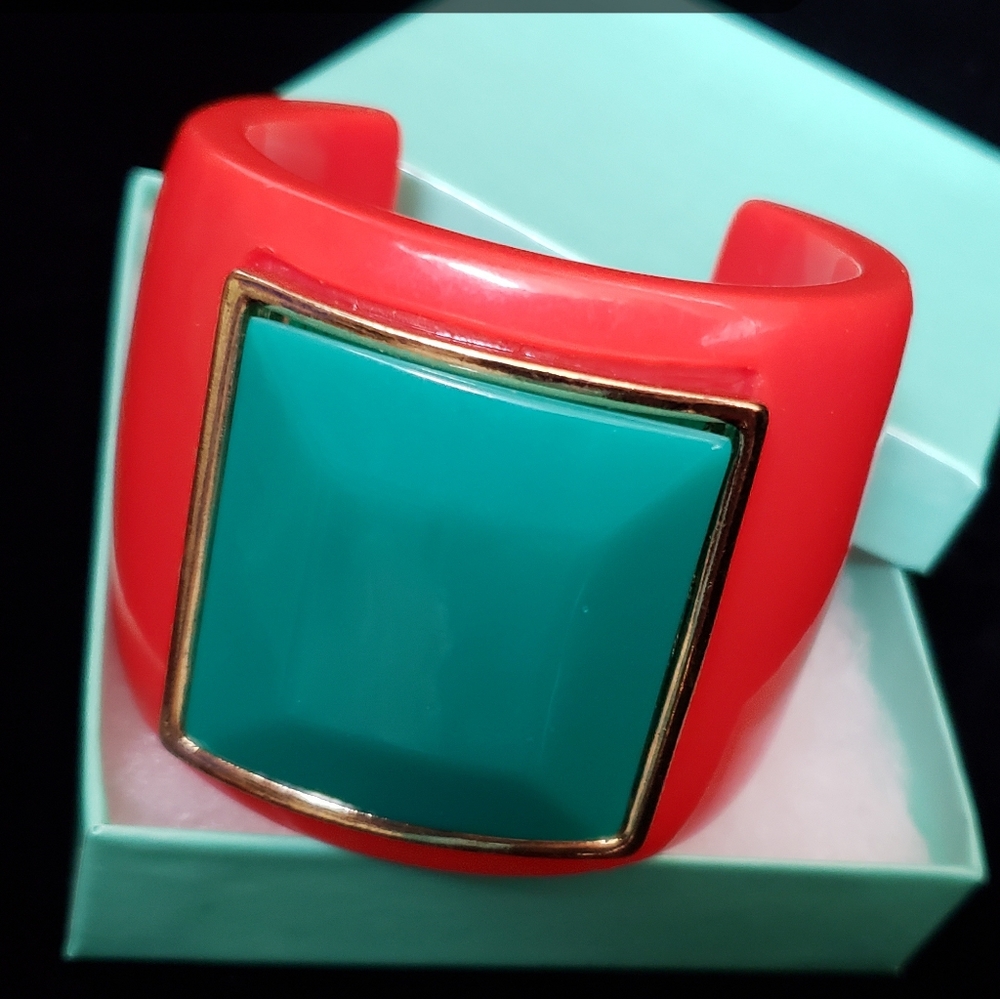 Wide acrylic with brass bangle